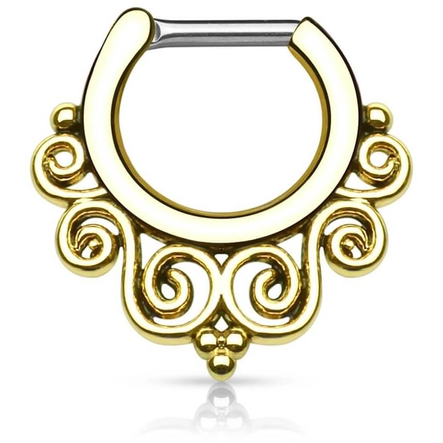 Septum Piercing Clicker Tribal PVD Clicker