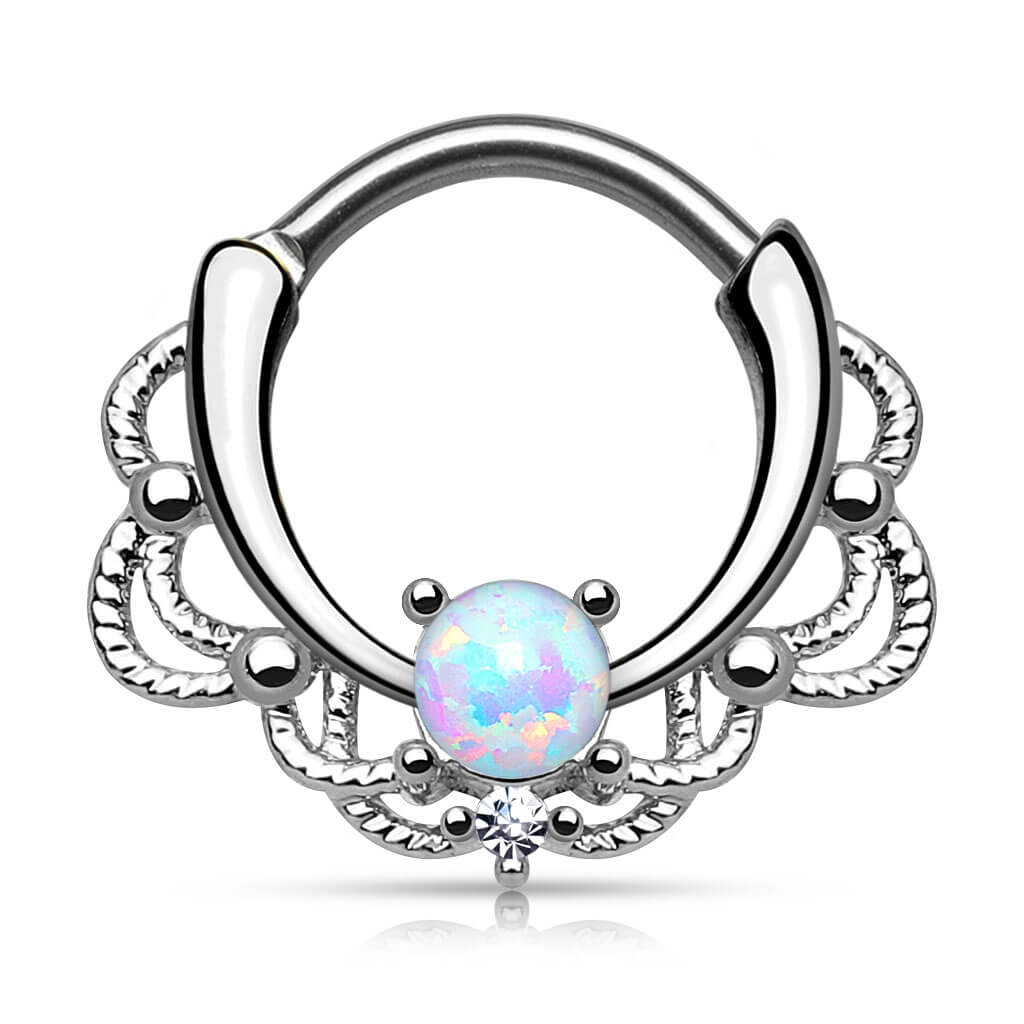 Septum Piercing Clicker Opal Silber Clicker