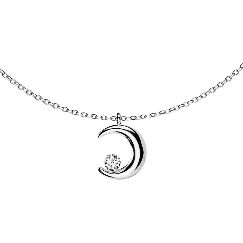 Collier Pendentif Lune Zircone