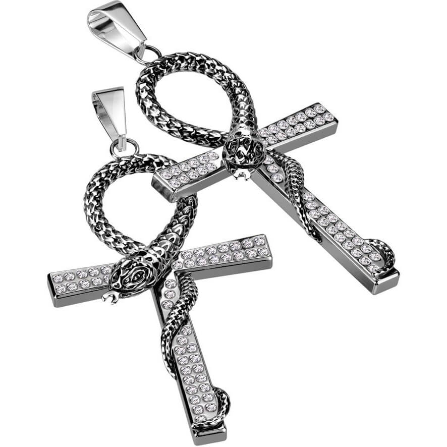 Cruz de plata con serpiente 