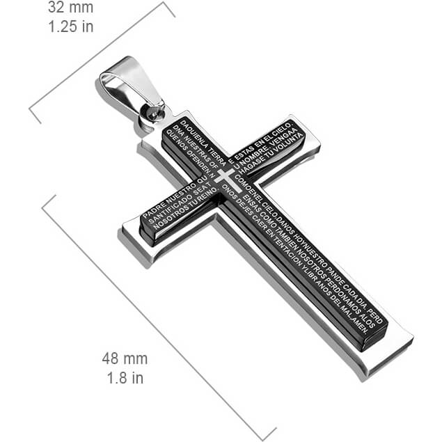 Kreuz Vaterunser Silber Schwarz