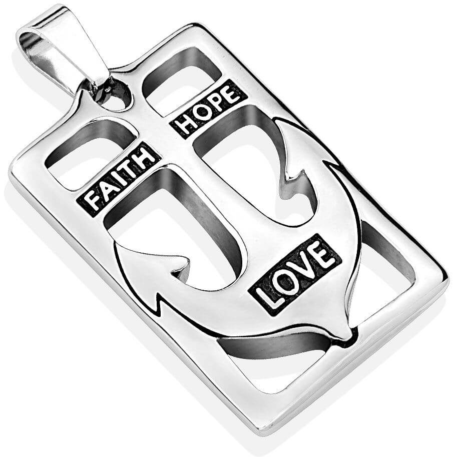 FAITH HOPE LOVE Anchor Silver