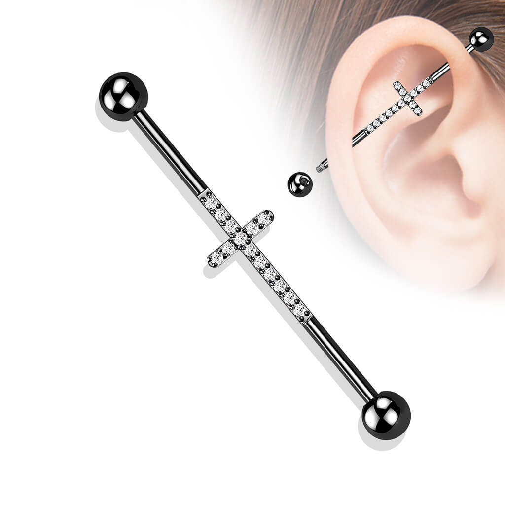 Titanium Industrial Barbell Cross Zirconia