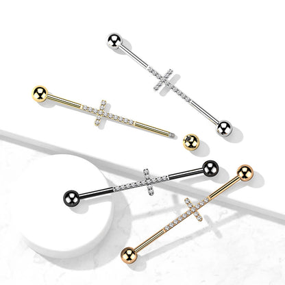 Titanium Industrial Barbell Cross Zirconia