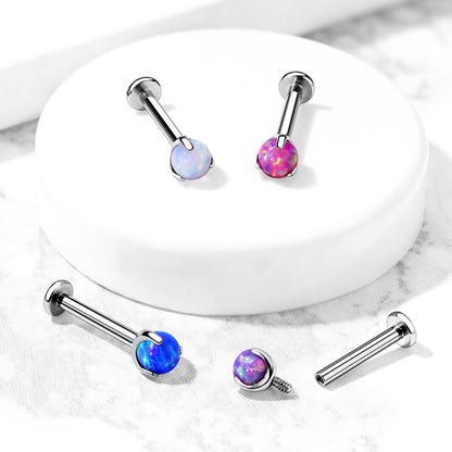 Titan Labret Kugel Opal Silber Innengewinde