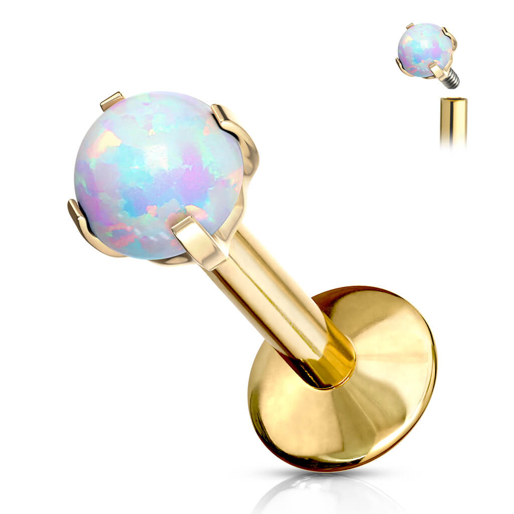 Titanium Labret Ball Opal Internally Threaded