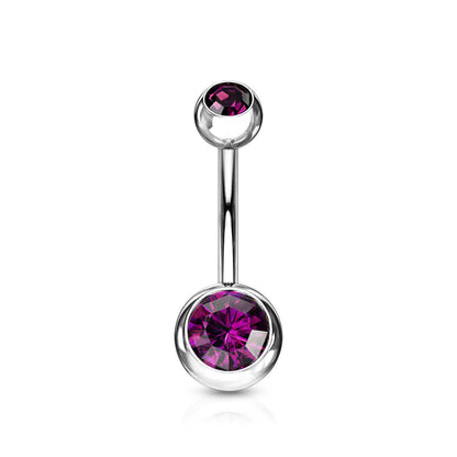 Titanium Belly Button Piercing Zirconia Round