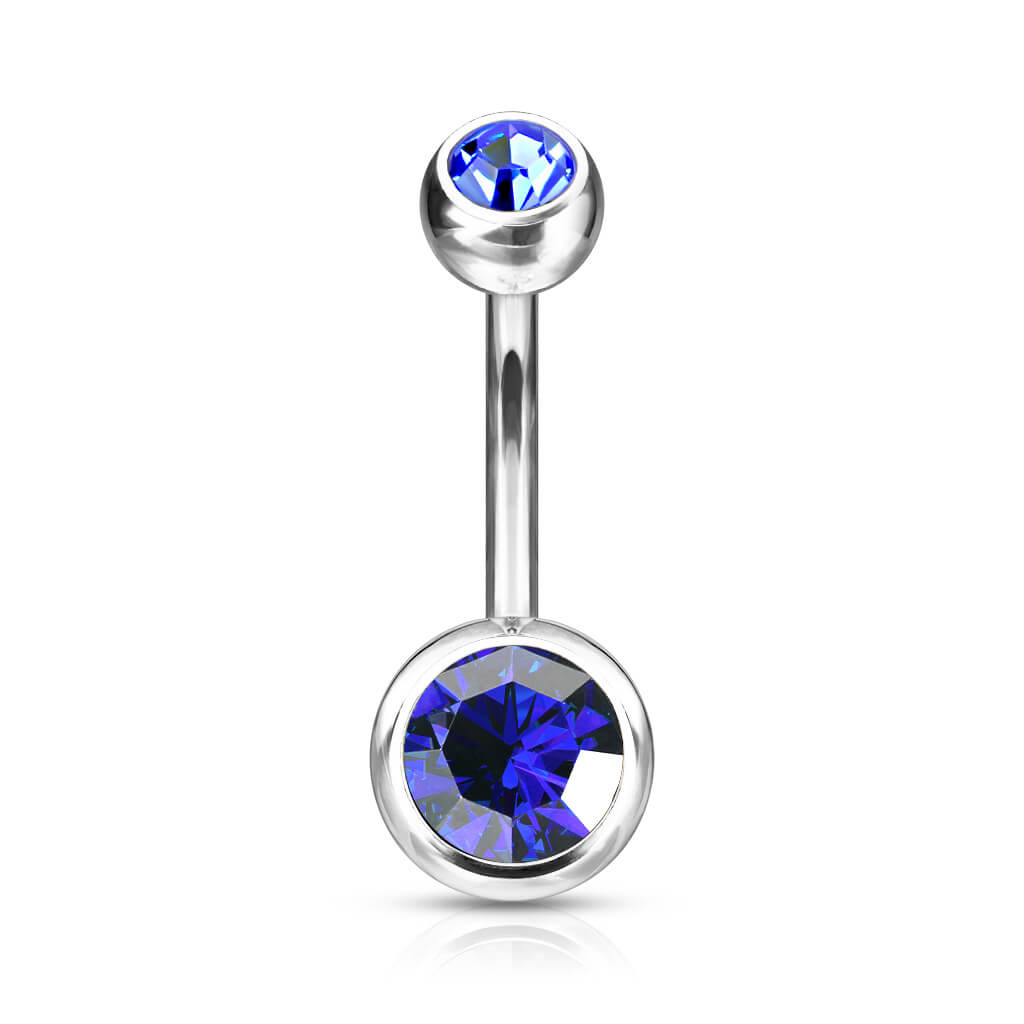 Titanium Belly Button Piercing Zirconia Round