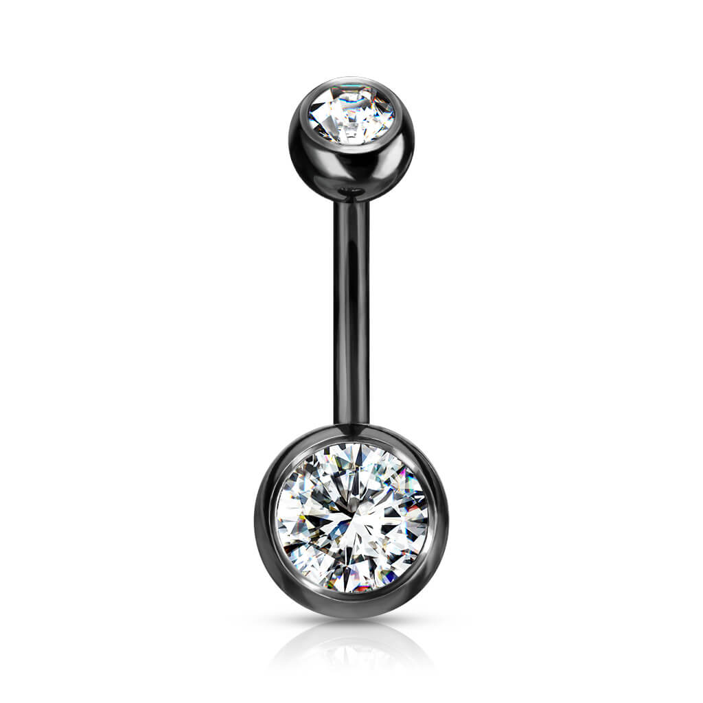 Titanium Belly Button Piercing Zirconia Round