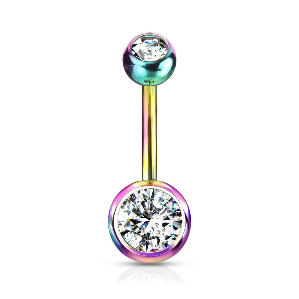 Titanium Belly Button Piercing Zirconia Round