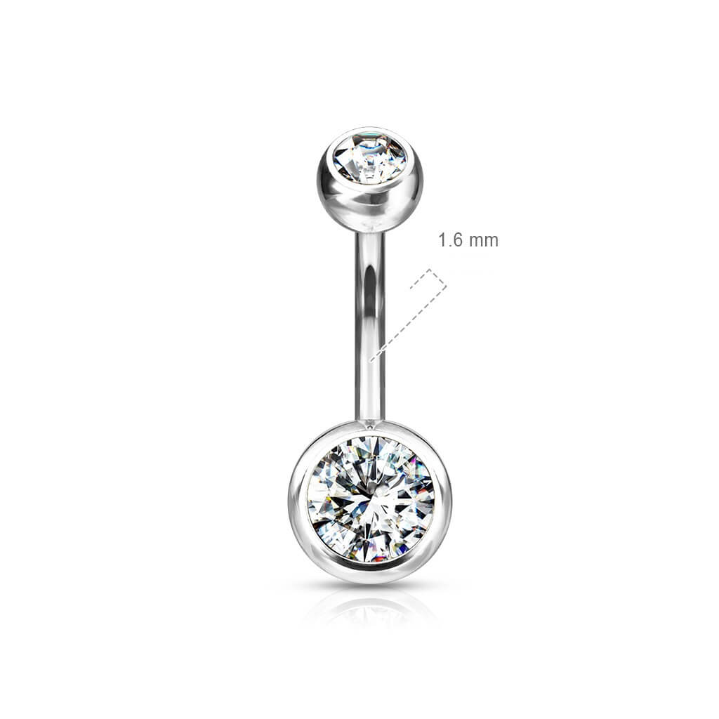 Titanium Belly Button Piercing Zirconia Round