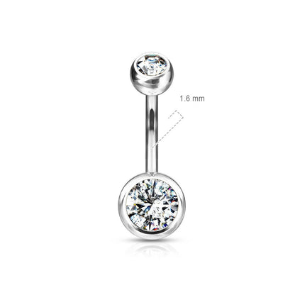 Titanium Belly Button Piercing Zirconia Round