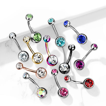 Titanium Belly Button Piercing Zirconia Round