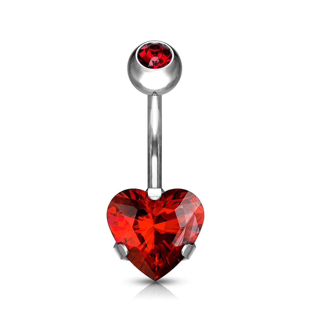 Titanio Piercing Ombelico Zircone a cuore