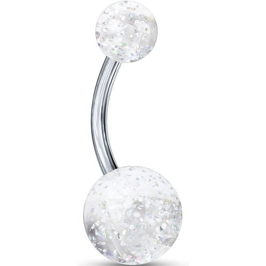 Titanium Belly Button Piercing Acrylic Ultra Glitter Ball