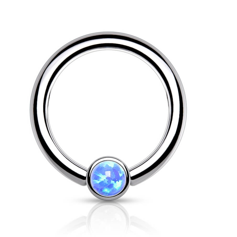 Titanium Ring Ball Flat Opal Silver Bendable