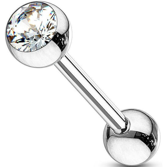 Titanio Barbell Sfera argento con zircone Filettatura Interna