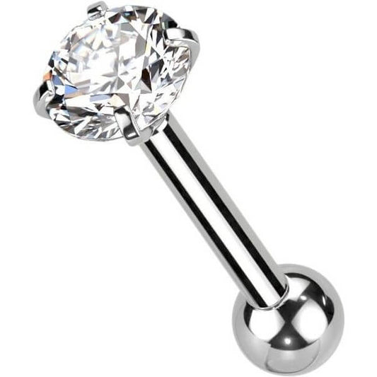 Titanium Barbell Zirconia Silver Internally Threaded