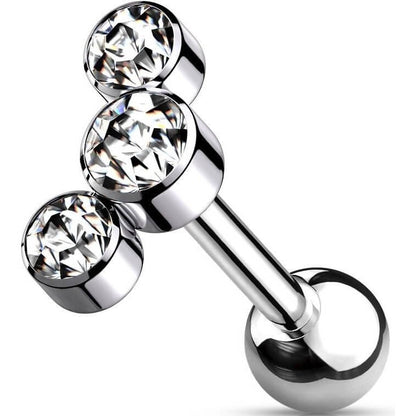 Titan Barbell 3 Zirkonia Silber Innengewinde