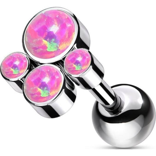 Titanium Barbell 4 Opal Flat Silver Internally Threaded