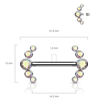 Titan Nippelpiercing 5  Zirkonia Silber Innengewinde