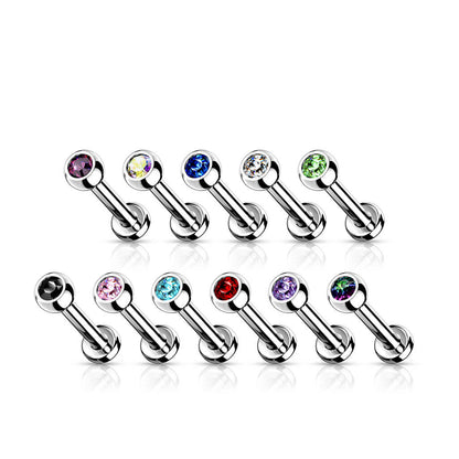 Titanium Labret Ball Zirconia Silver Internally Threaded