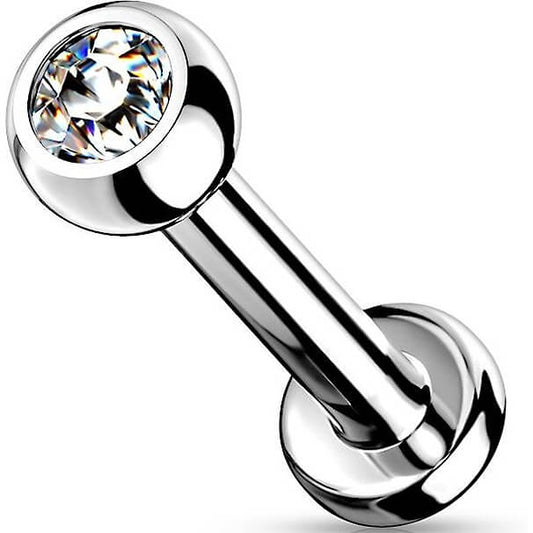 Titanium Labret Ball Zirconia Silver Internally Threaded