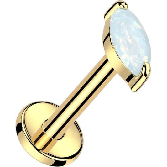 Titanium Labret marquise opal Internally Threaded