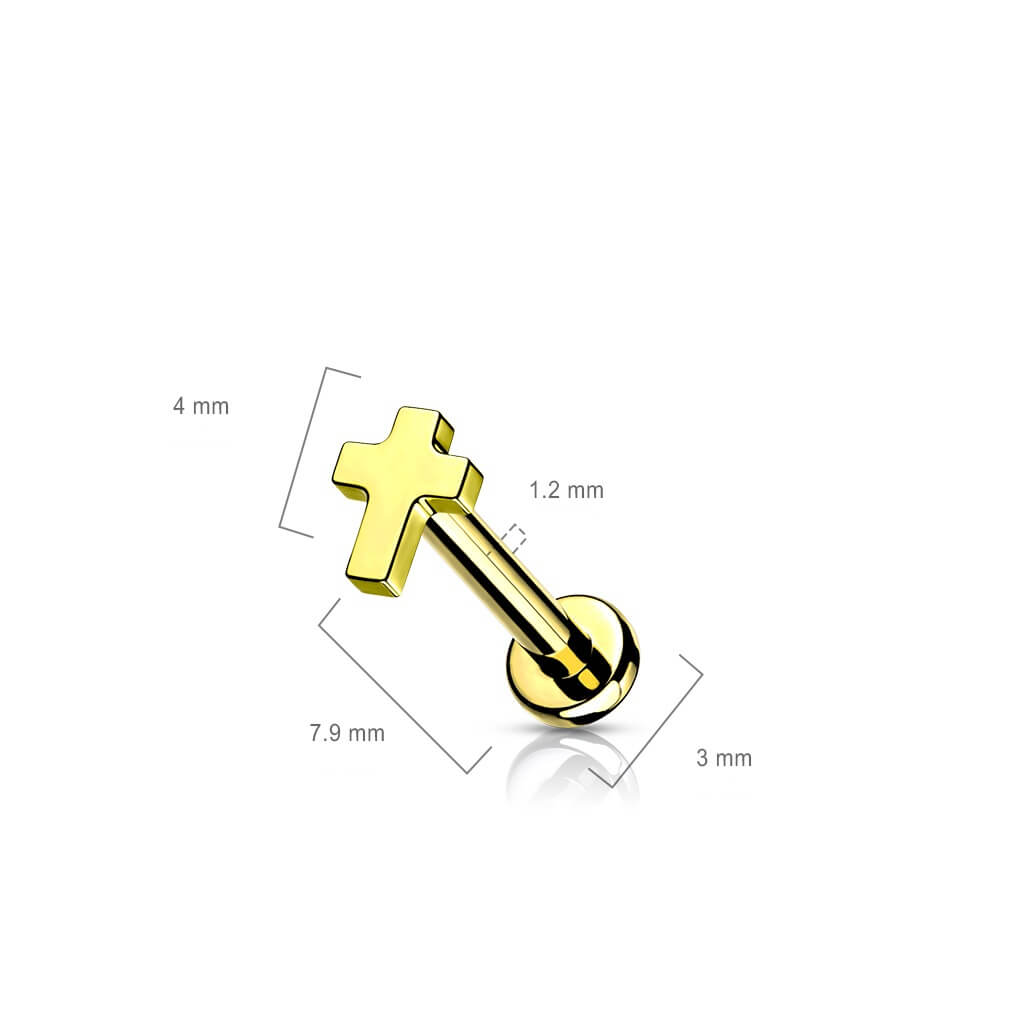 Titanium Labret Cross Flat Internally Threaded