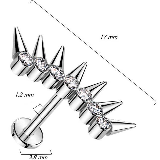 Titanio Circonitas y Puntas Metálicas Rosca interna Labret