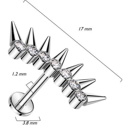 Titane Labret Pointes Zircone Filetage Interne