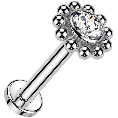 Titanium Labret beaded ball zirconia Internally Threaded