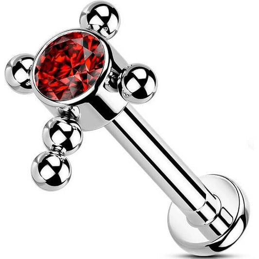 Titanium Labret Cross Zirconia Internally Threaded