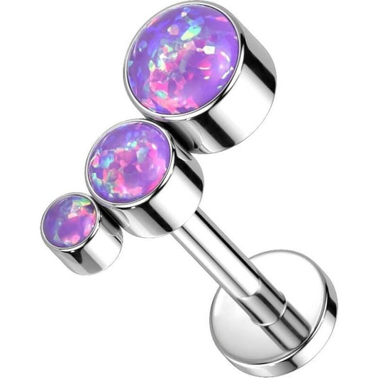 Titanium Labret 3 Opal Silver Internally Threaded