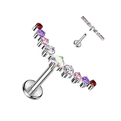 Titanio Labret Arco con 9 zirconi Filettatura Interna