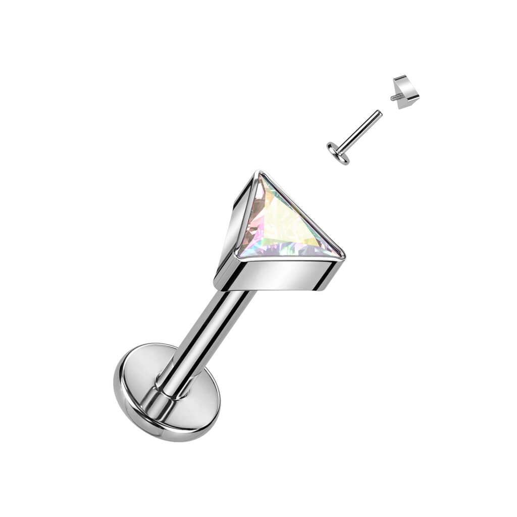 Titane Labret Triangle Zircone Filetage Interne