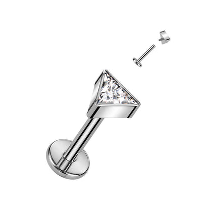 Titan Labret Dreieck Zirkonia Innengewinde