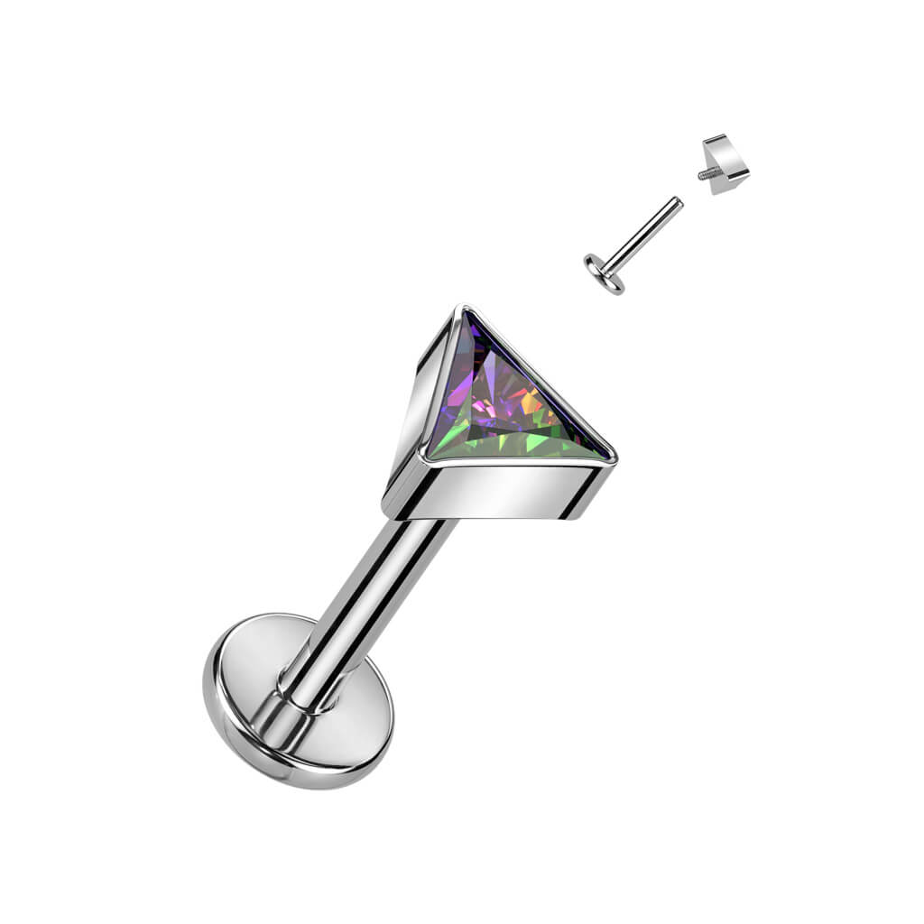 Titane Labret Triangle Zircone Filetage Interne