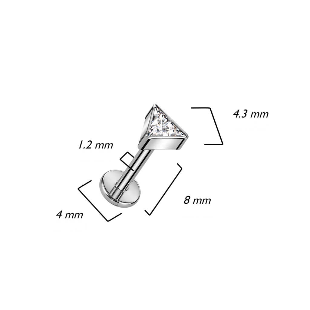 Titan Labret Dreieck Zirkonia Innengewinde