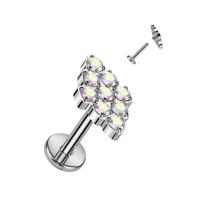 Titanio Labret Design diamante di zirconi Filettatura Interna