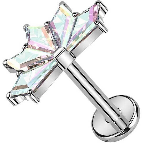 Titan Labret Fächer Zirkonia Innengewinde