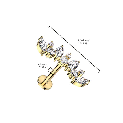 Titane Labret Marquises Zircone Filetage Interne