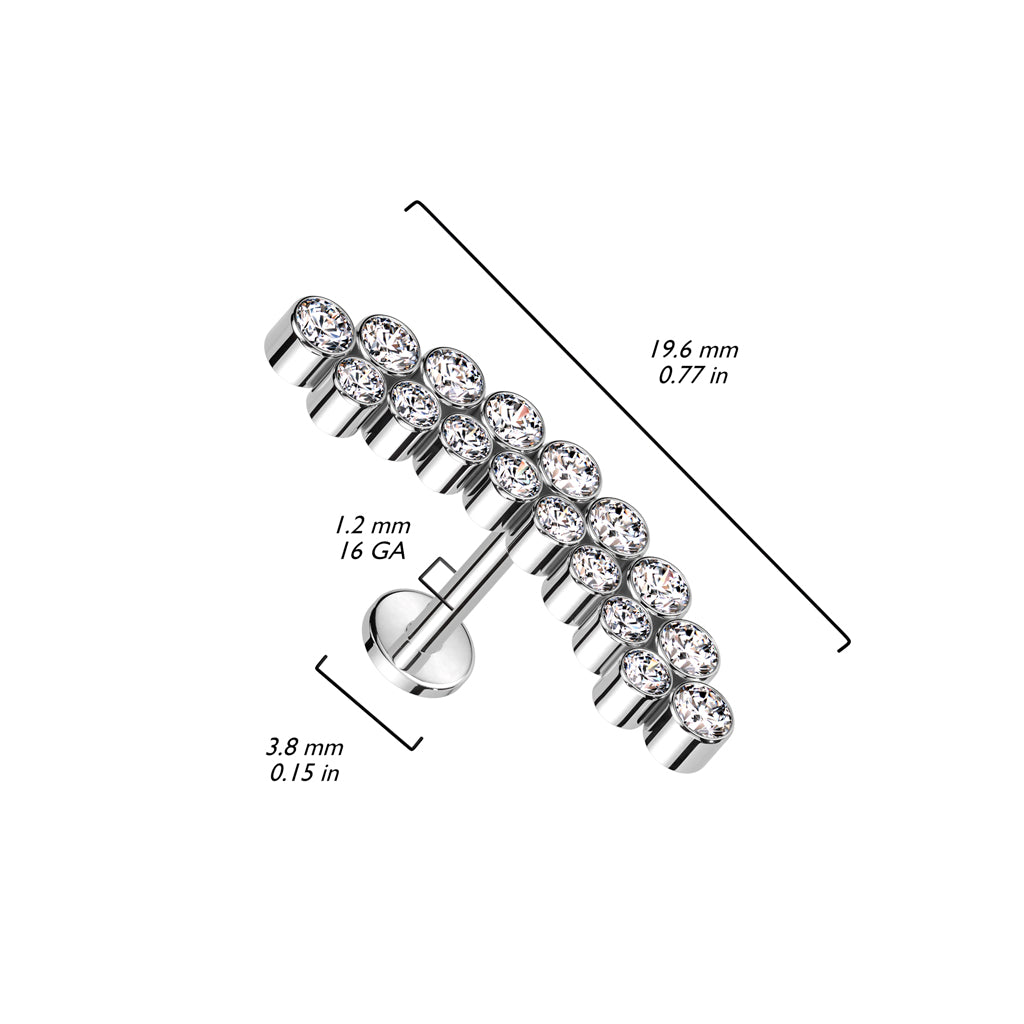 Titanio Labret Doppia linea di zirconi Filettatura Interna