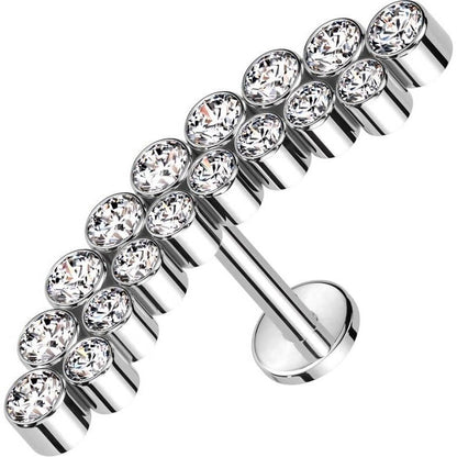 Titane Labret Double Ligne Courbée Zircone Filetage Interne