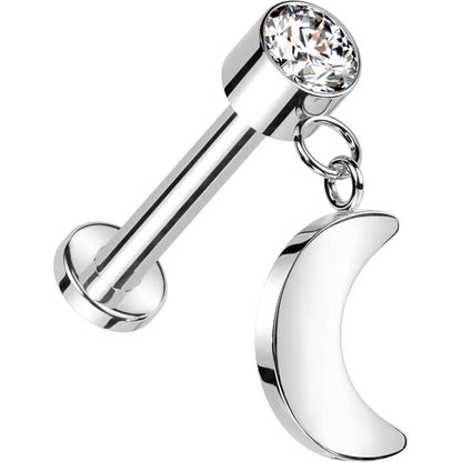 Titane Labret Lune Zircone Filetage Interne