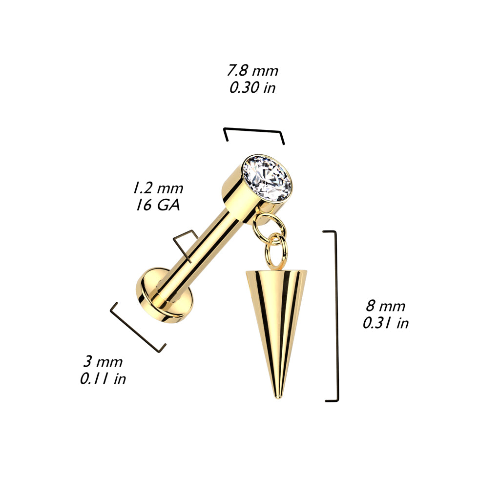 Titanio Circonita y Punta lanza Rosca interna Labret