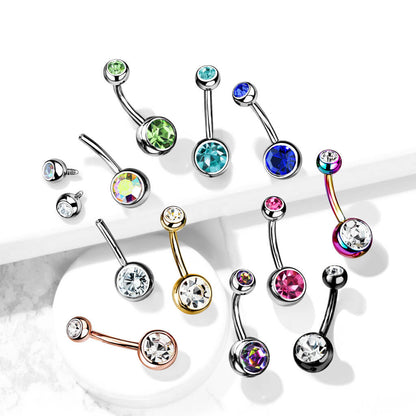 Titanium Belly Button Piercing Ball Zirconia Internally Threaded