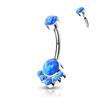 Titan Bauchnabelpiercing Opal Silber Innengewinde