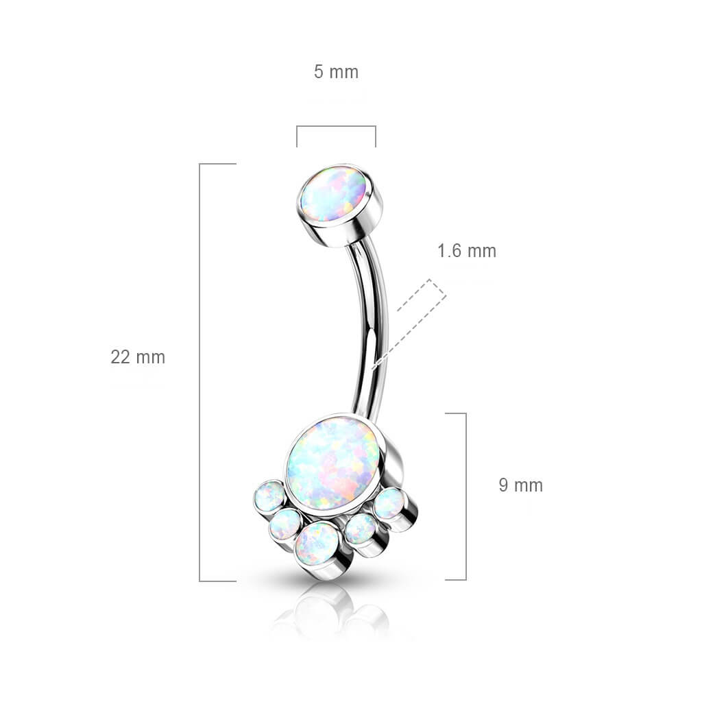 Titan Bauchnabelpiercing Opal Silber Innengewinde