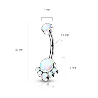 Titanium Belly Button Piercing Opal Silver Internally Threaded